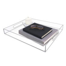 OLEG  wholesale cheaper price customized home hotel restaurant clear acrylic serving tray with handles
